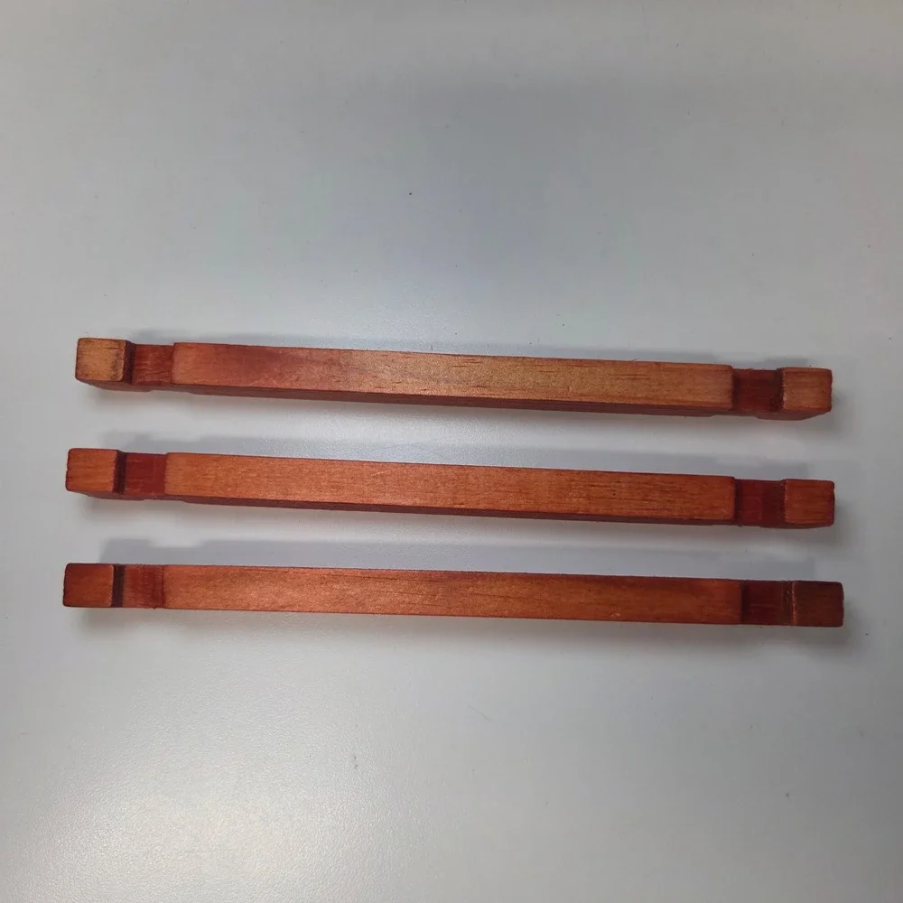 Vintage Red Wooden Building Blocks Logs Replacement Pieces Set of 3 7.5 Inch